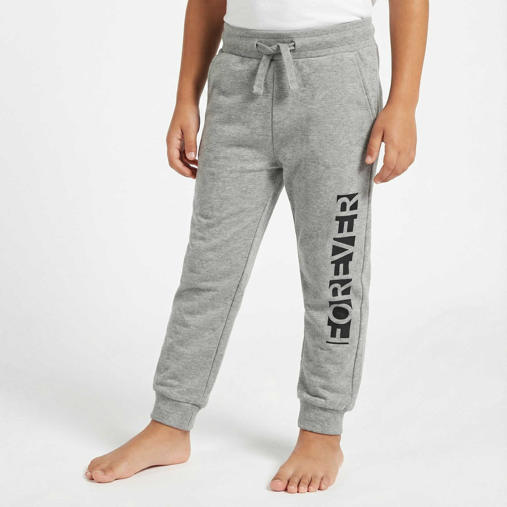 Boys Grey Winter Trouser with “Forever” Print – Warm & Stylish Bottoms for Kids
