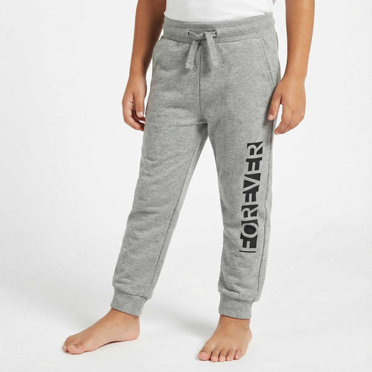 Boys Grey Winter Trouser with “Forever” Print – Warm & Stylish Bottoms for Kids