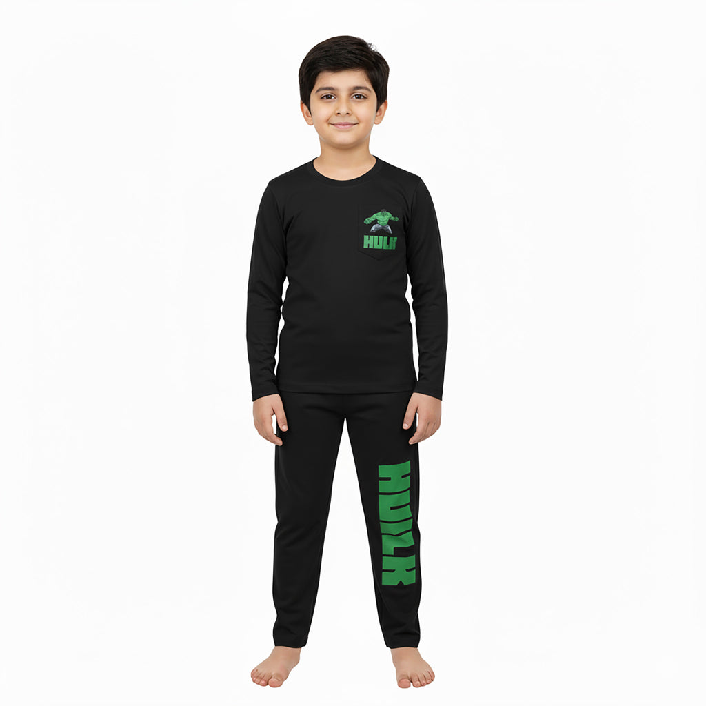 Boys Hulk Printed Terry Jersey Suit – Black & Green