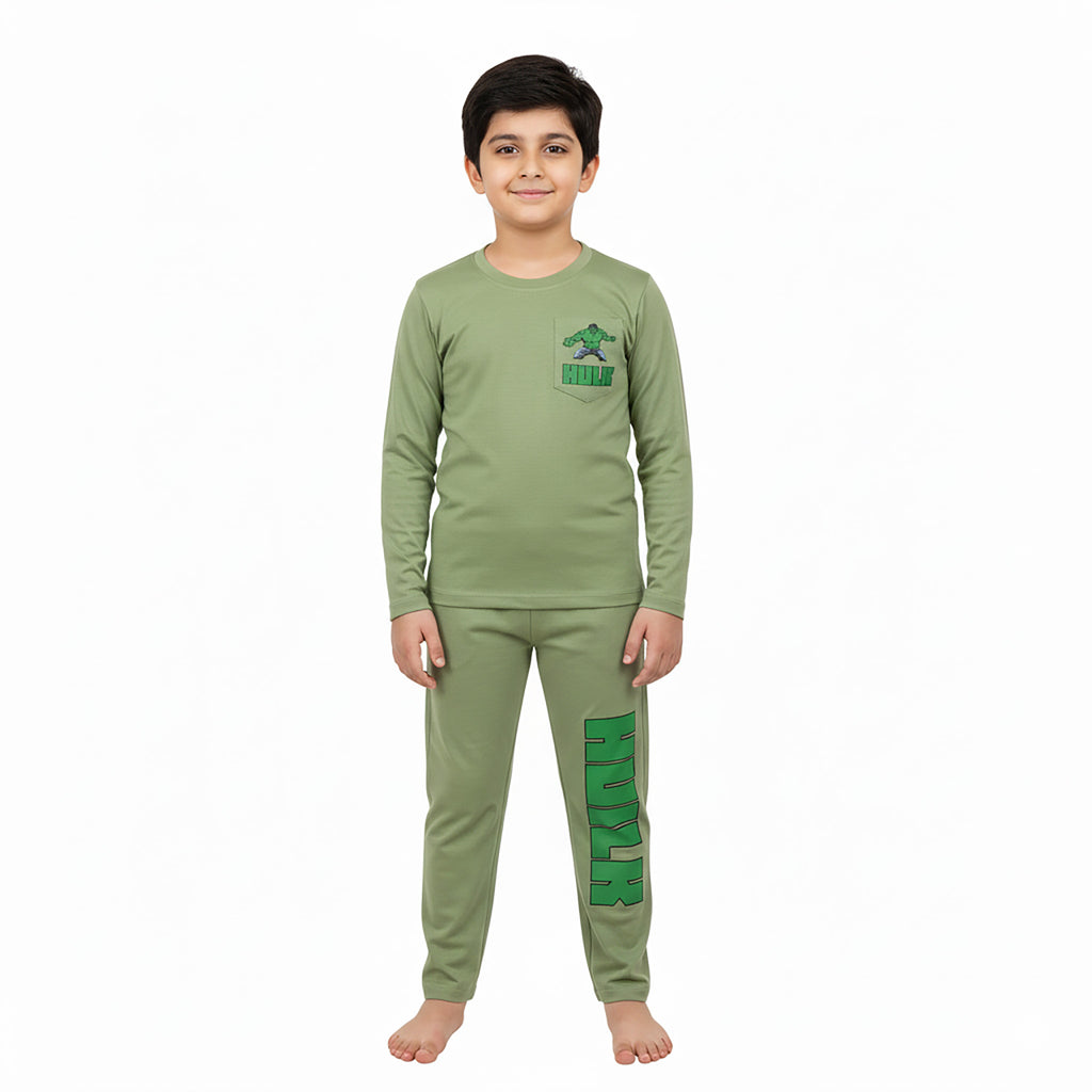 Boys Hulk Printed Terry Jersey Suit – Black & Green