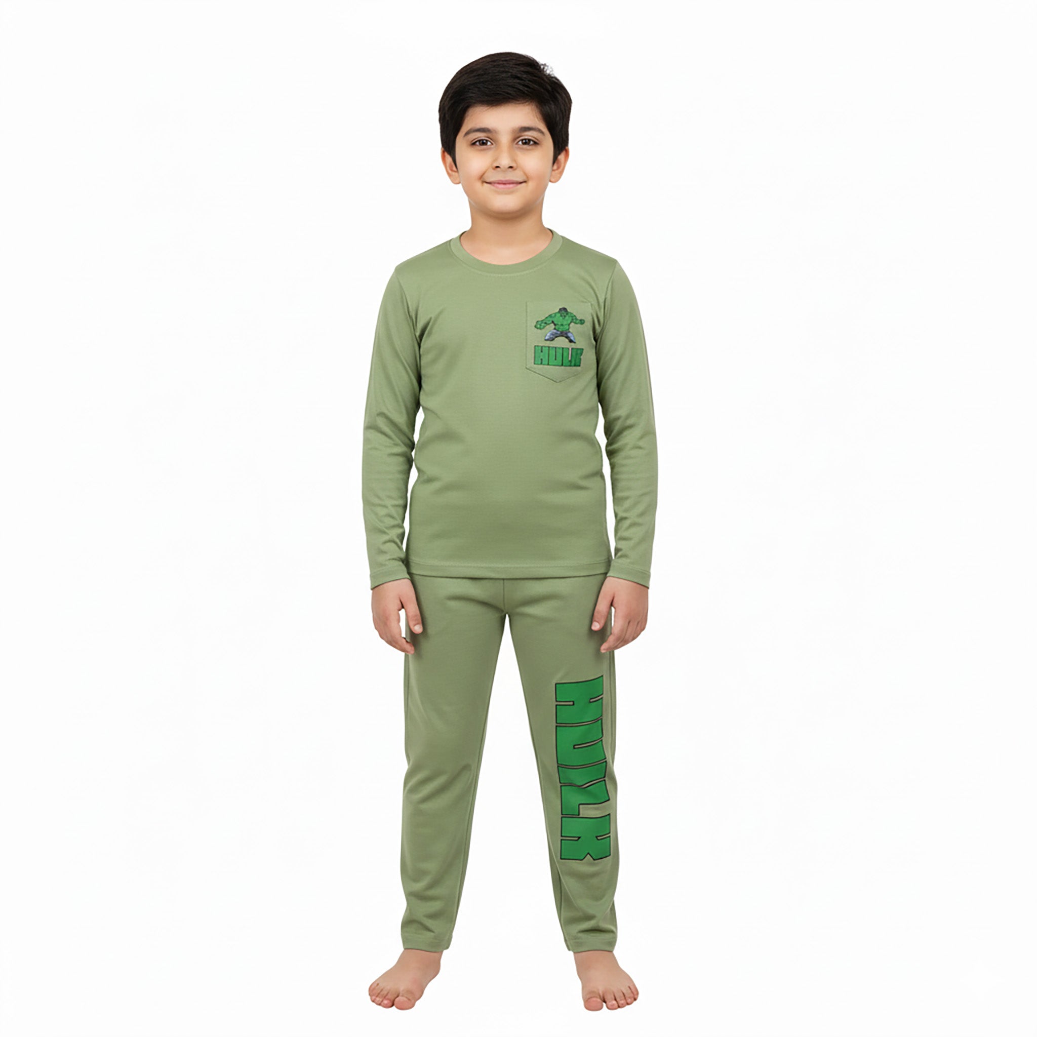 Boys Hulk Printed Terry Jersey Suit – Black & Green