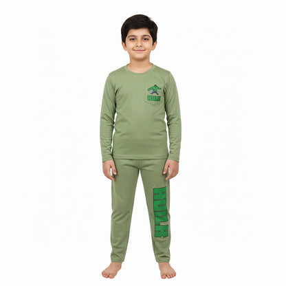 Boys Hulk Printed Terry Jersey Suit – Black & Green