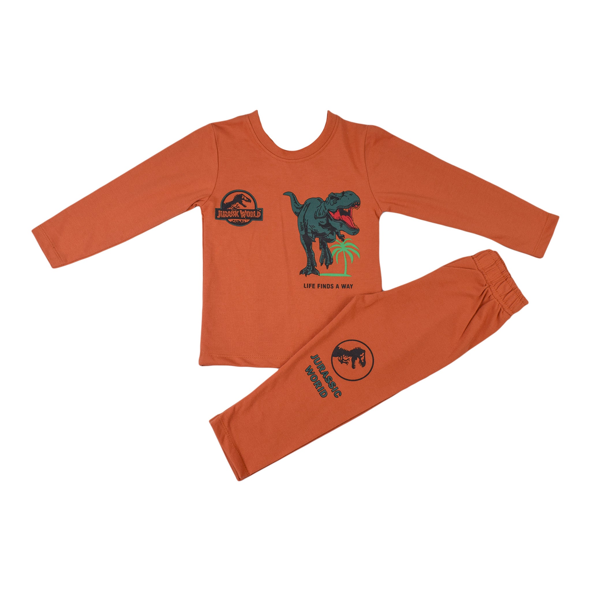 Boys Jurassic World Terry Jersey Suit | Mustard Orange & Light orange