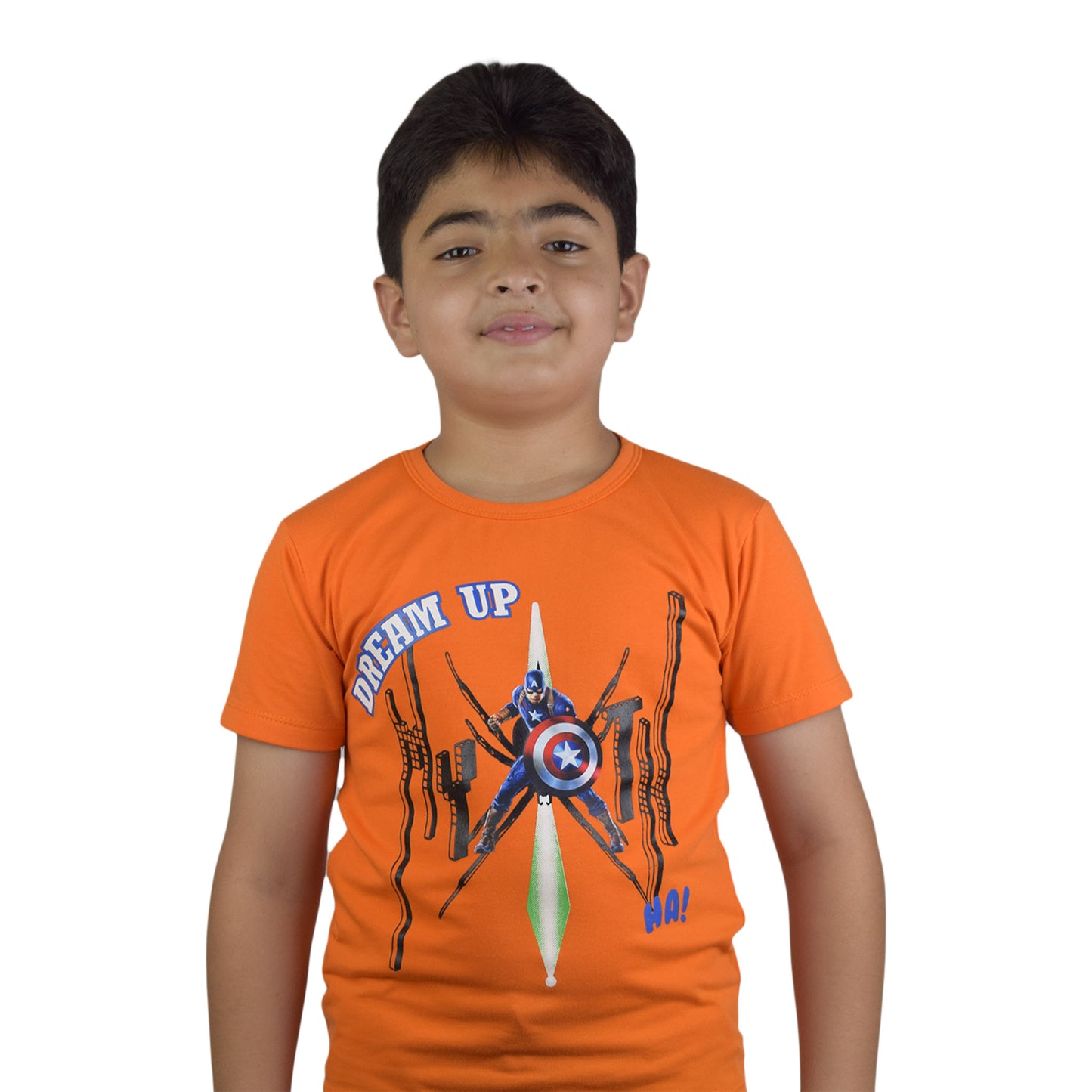 Boys Orange Superhero “Dream Up” T-Shirt – Cool Summer Wear | KidZaar