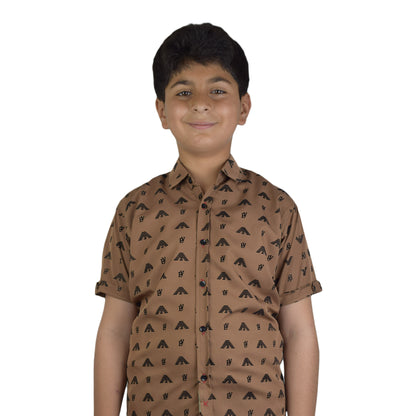Boys Printed Casual Shirt | Brown, Red & Black Variants by Kidzaar