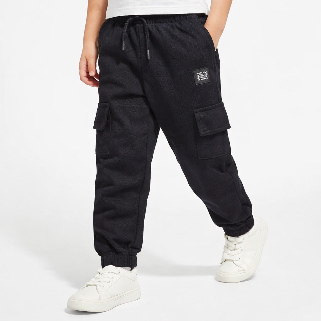 Boys Winter Black Jogger Trouser With pockets