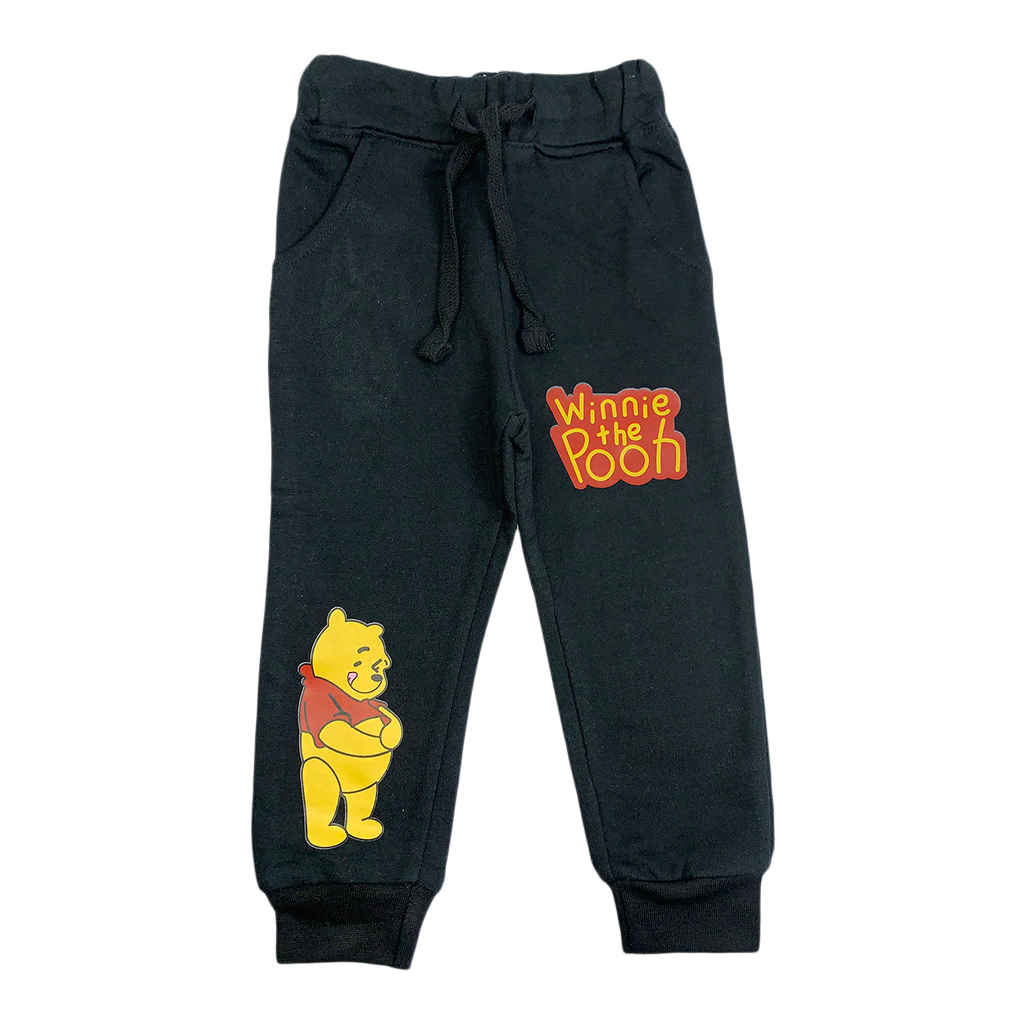 Boys Winter Fleece Trousers – Black with Cartoon Print