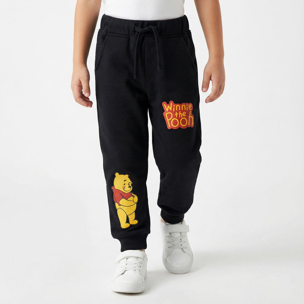 Boys Winter Fleece Trousers – Black with Cartoon Print