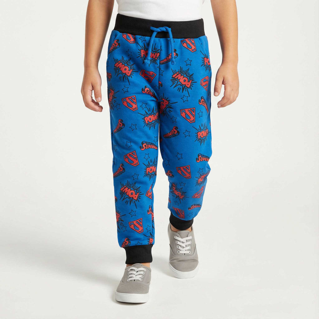 Boys Winter Fleece Trousers – Blue Superman “POW” Design