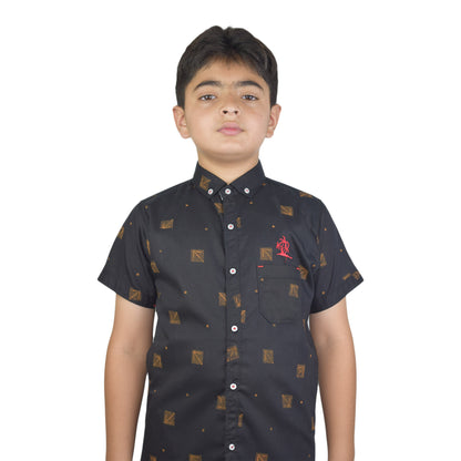 Boys Black Casual Shirt | Smart Everyday Wear by Kidzaar