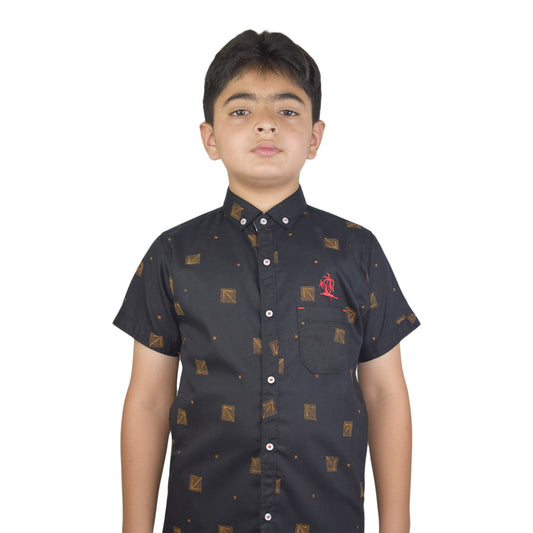 Boys Black Casual Shirt | Smart Everyday Wear by Kidzaar