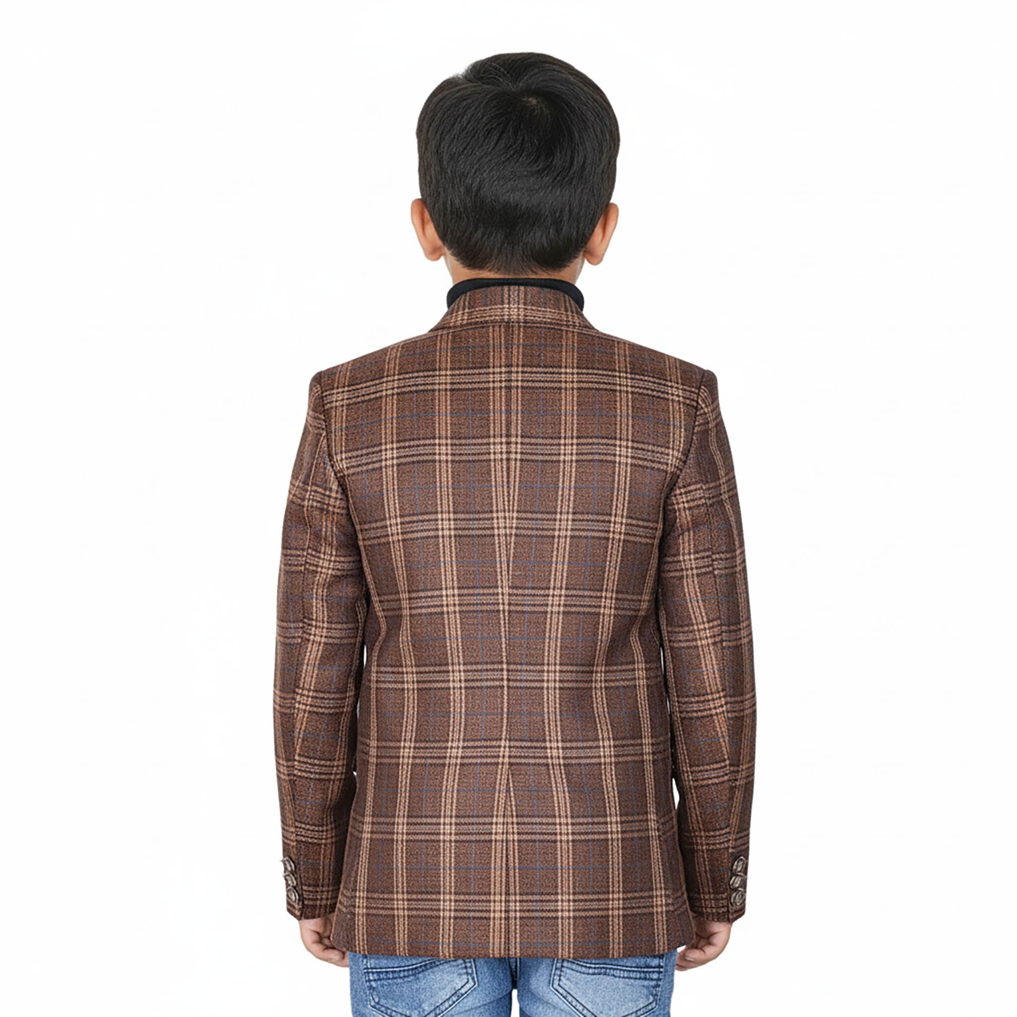 Boys Brown Check Casual Coat – Smart Winter Style