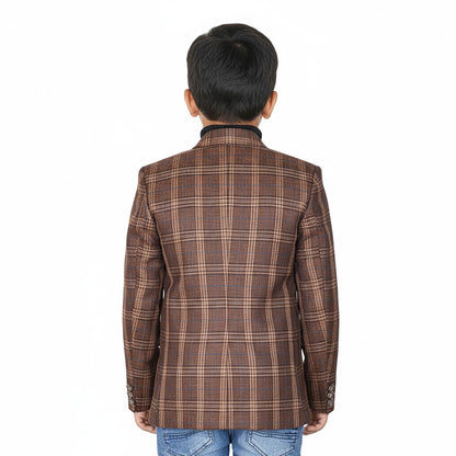 Boys Brown Check Casual Coat – Smart Winter Style