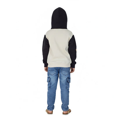 Boys Mickey Mouse Hoodie – Cream & Black Warm Cotton Sweatshirt