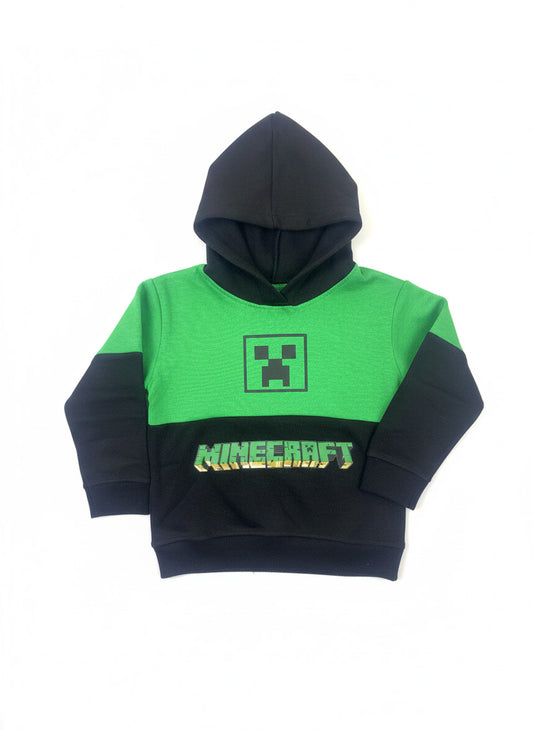 Boys Minecraft Hoodie – Green & Black Cotton Sweatshirt