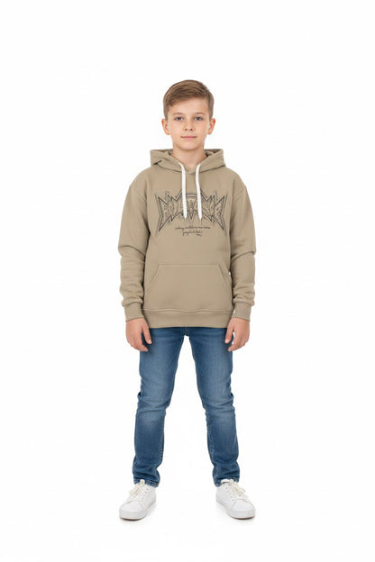 Neutral Brown Graphic Print Hoodie | Oversized Fit