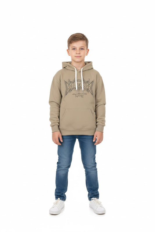 Neutral Brown Graphic Print Hoodie | Oversized Fit