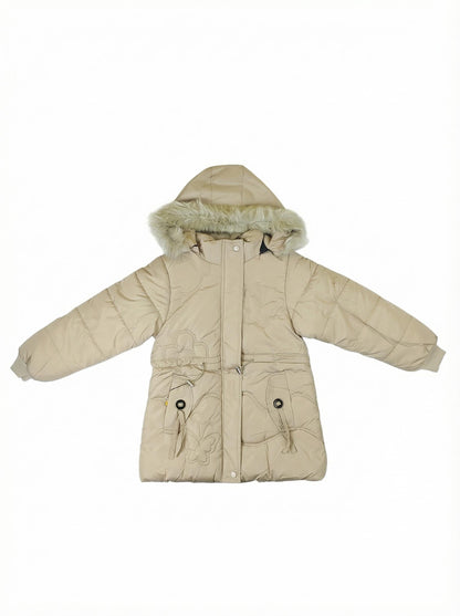 Cream Puffer Winter Coat for Girls | Warm & Stylish