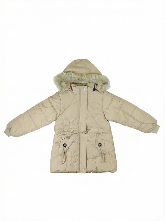 Cream Puffer Winter Coat for Girls | Warm & Stylish
