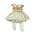 Cream & Light Pink Floral Frock for Girls with White Pajama