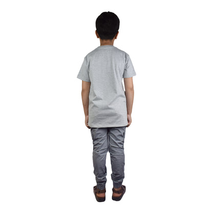Boys Round Neck T-Shirt  in Gray & Blue