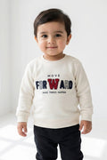 White Baby Boys Sweatshirt with “Move Forward” Embroidery