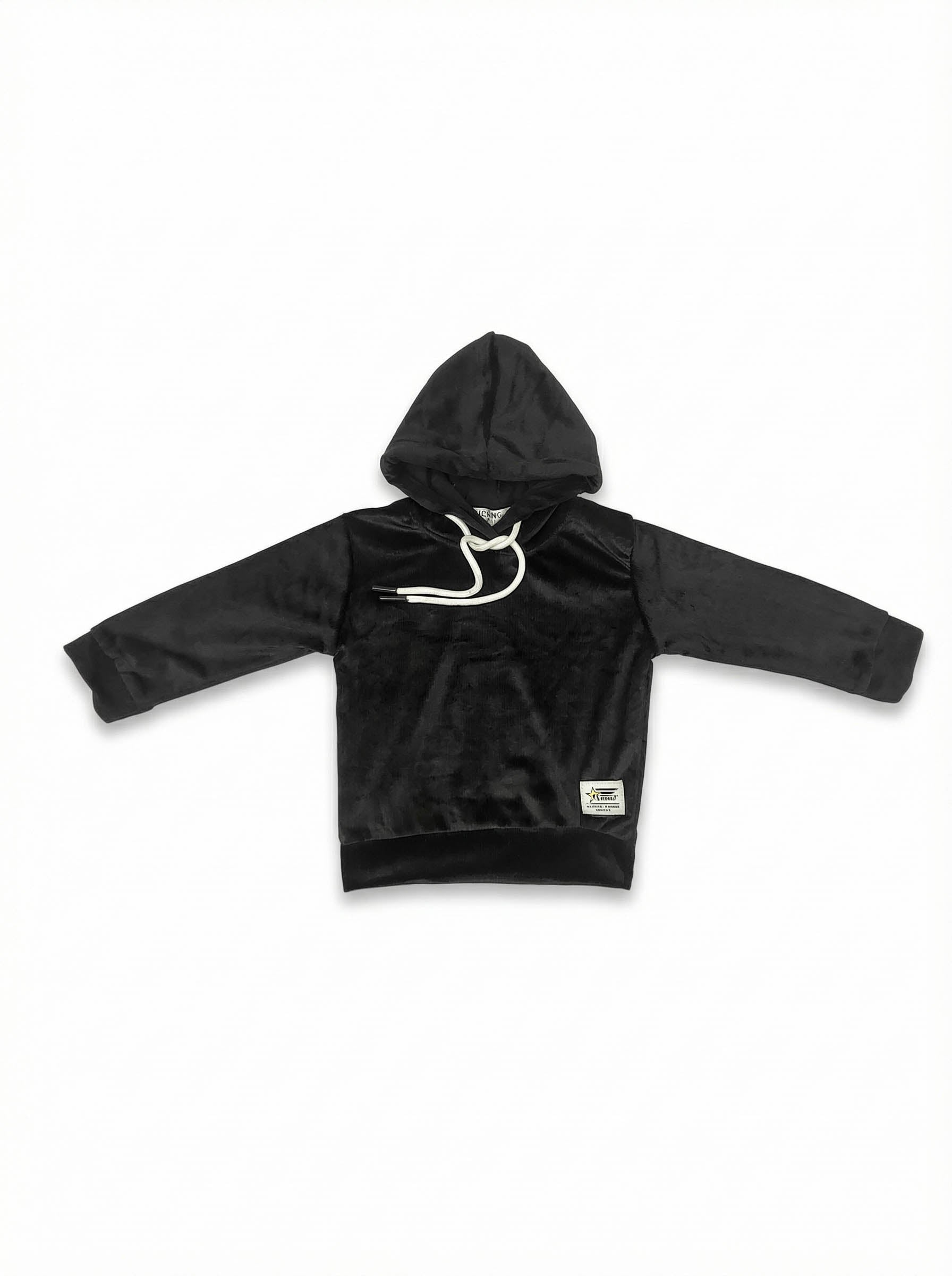 Boys Velvet Hoodie – Brown & Black Winter Comfort