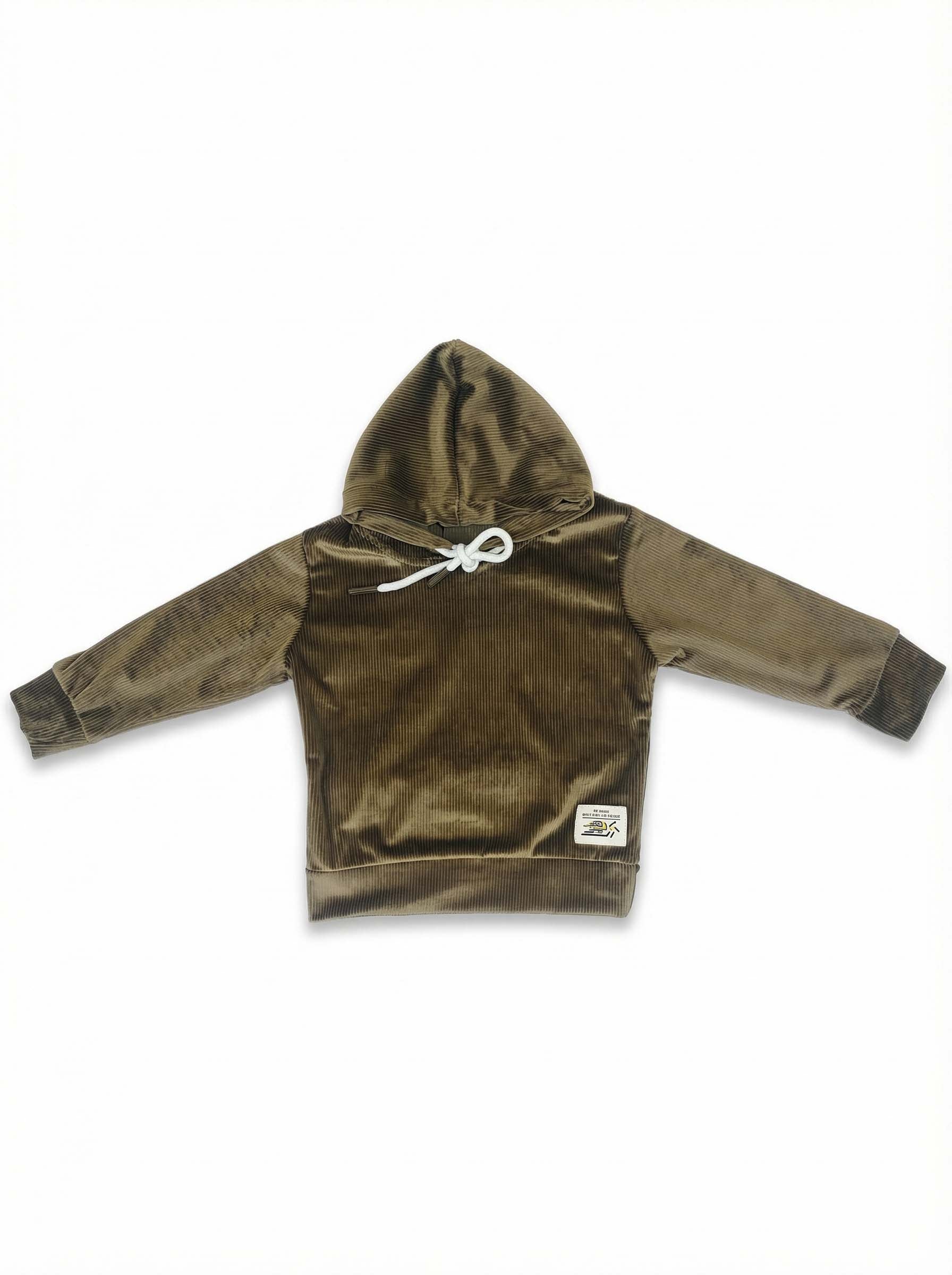 Boys Velvet Hoodie – Brown & Black Winter Comfort