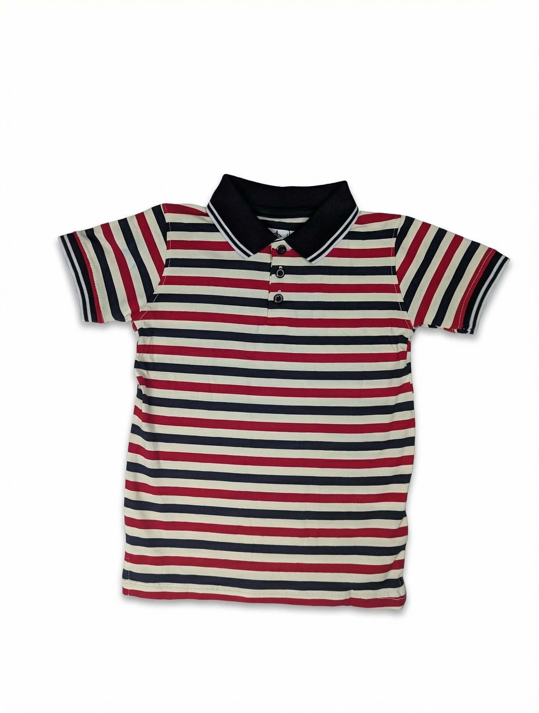 Boys Striped Polo Shirt | Classic Cotton Half-Sleeve T-Shirt for Kids