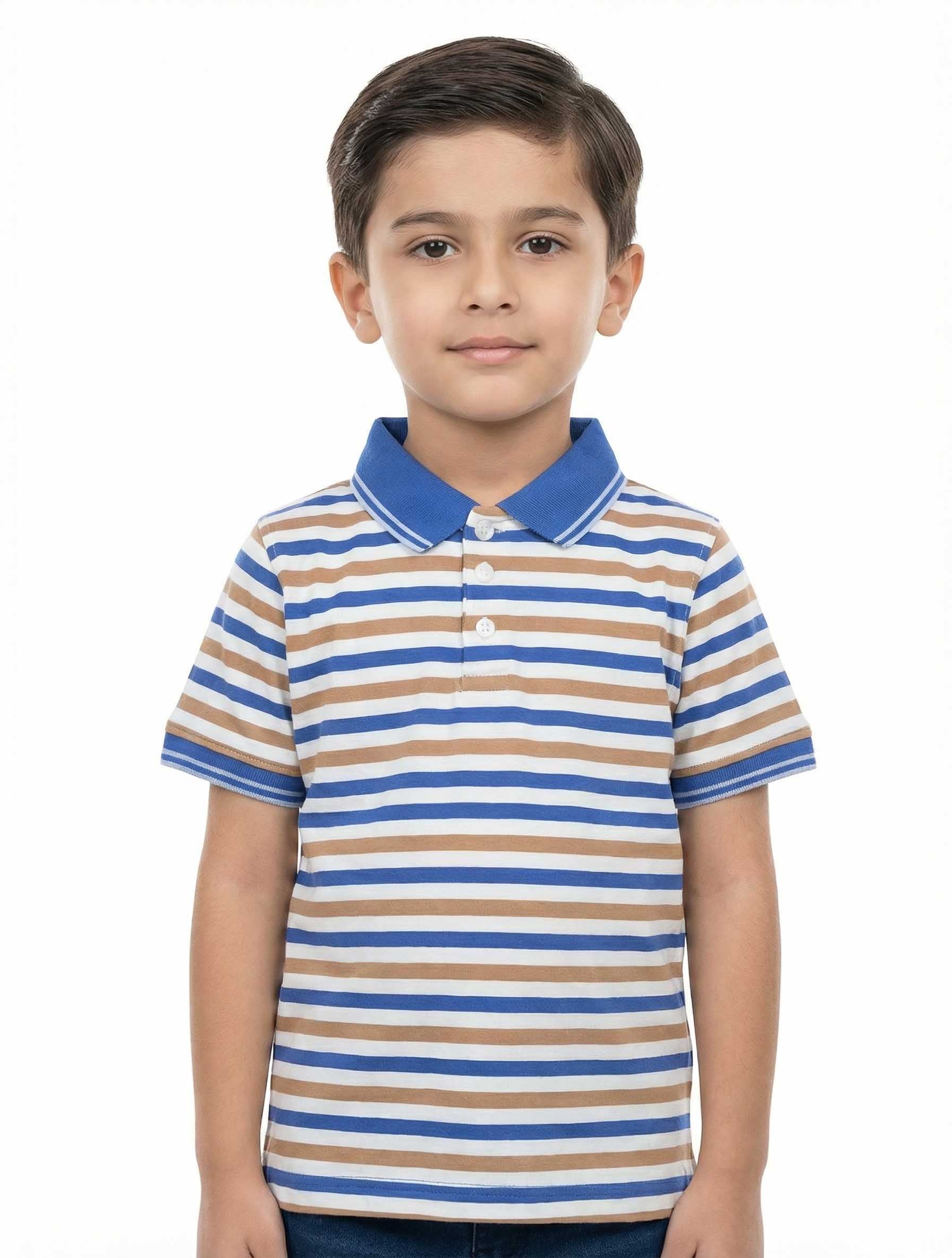 Boys Striped Polo Shirt | Classic Cotton Half-Sleeve T-Shirt for Kids
