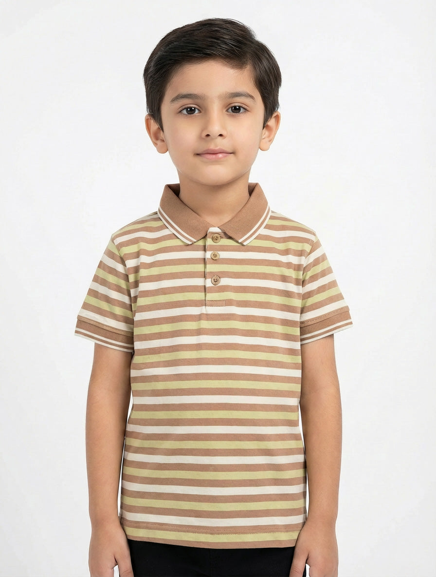 Boys Striped Polo Shirt | Classic Cotton Half Sleeve Polo for Kids