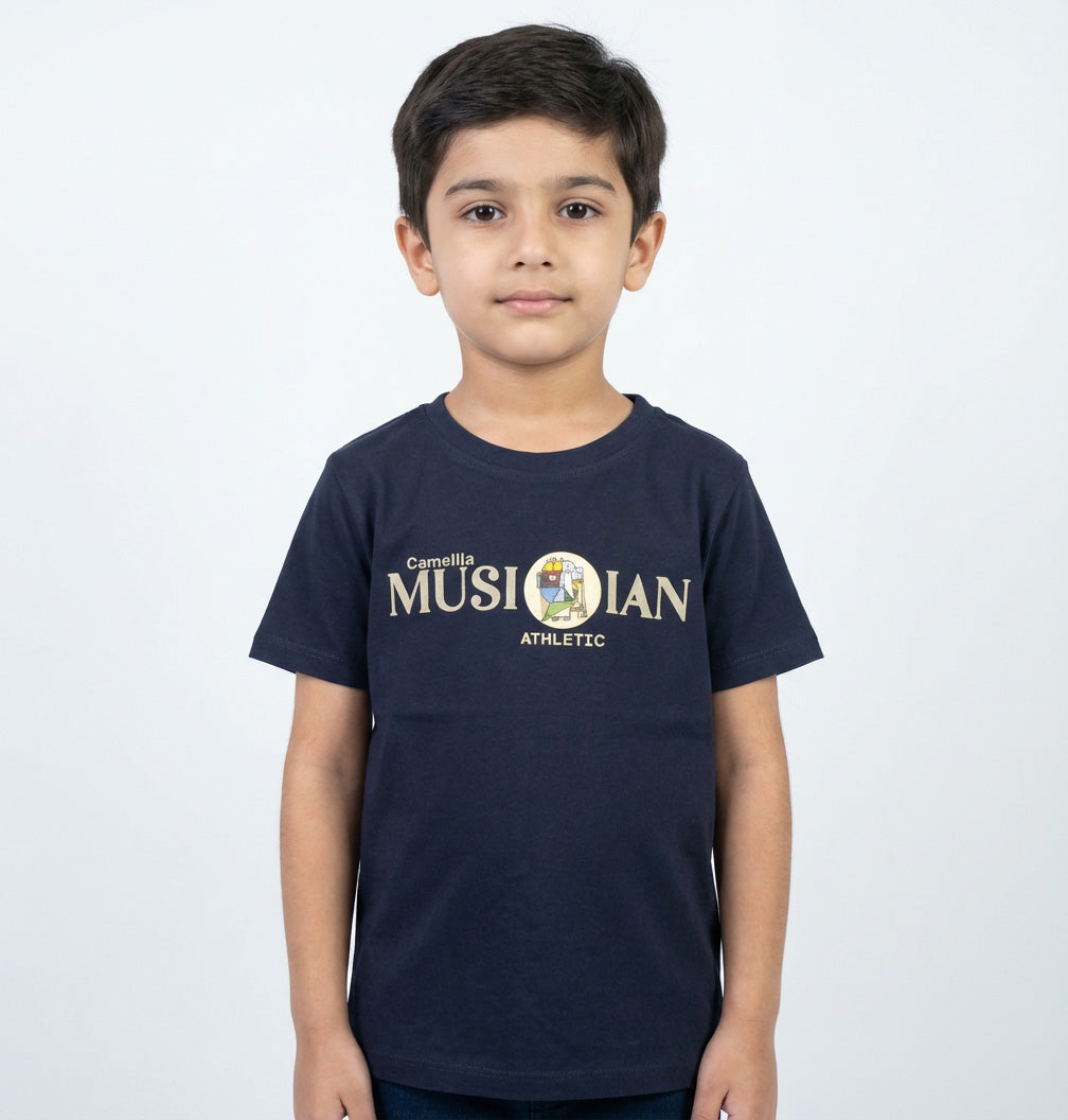 Kids Graphic T‑Shirt | Musician Logo & Orca Pattern | Soft Everyday Tee