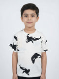 Kids Graphic T‑Shirt | Musician Logo & Orca Pattern | Soft Everyday Tee
