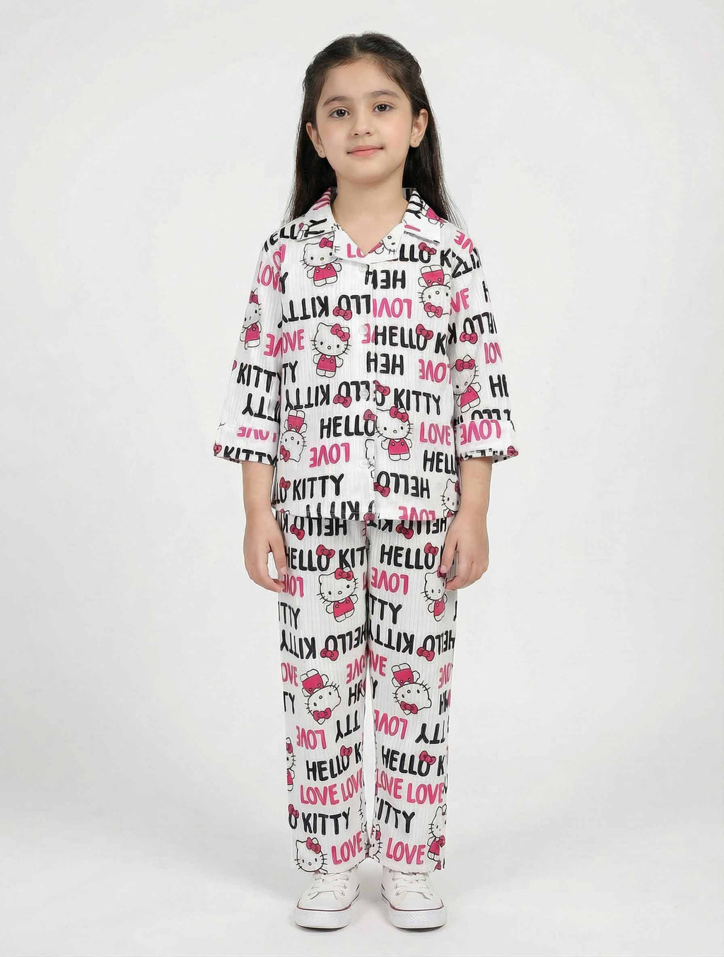 Kids Cartoon Character Pajama Set | 2‑Piece Button‑Up Long Sleeve Top & Pants