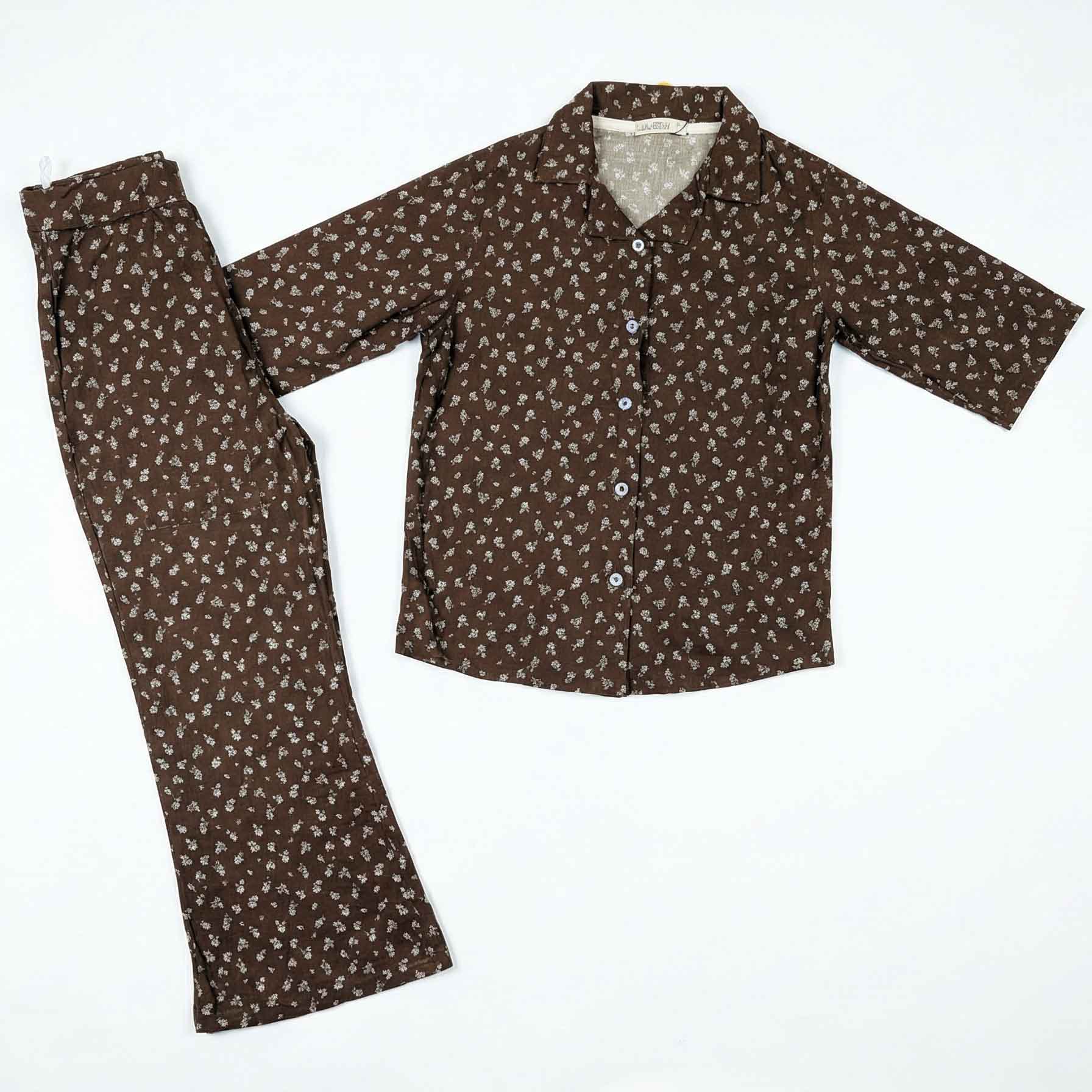 Kids Printed Button | Down Pajama Set (2-Piece Shirt & Pants)