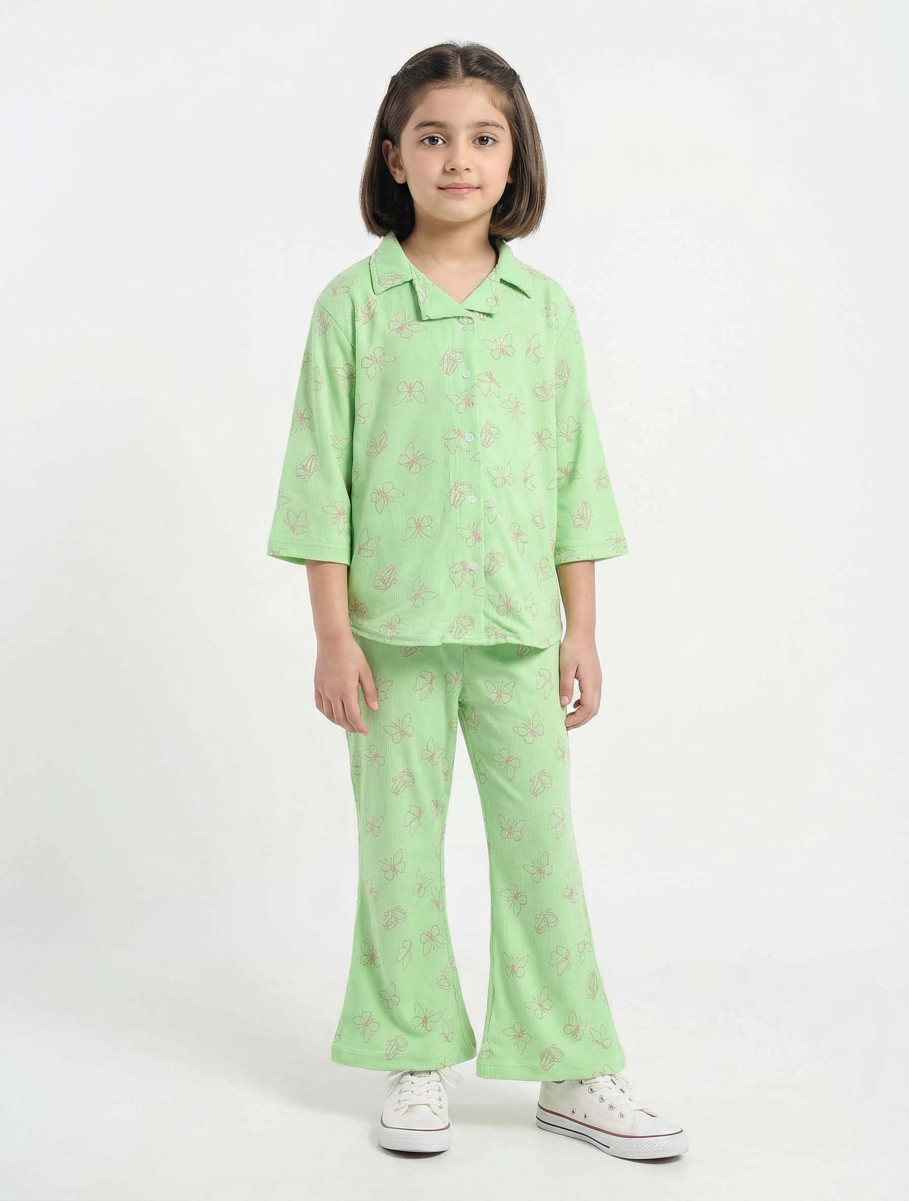 Kids Printed Button-Down Pajama Set (2-Piece Shirt & Pants)