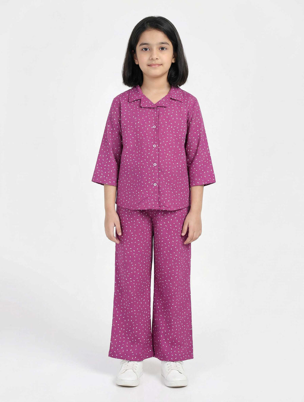 Kids Printed Button | Down Pajama Set (2-Piece Shirt & Pants)
