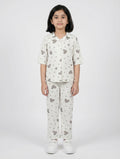 Kids Heart Print Button-Down Pajama Set (2-Piece Shirt & Pants)