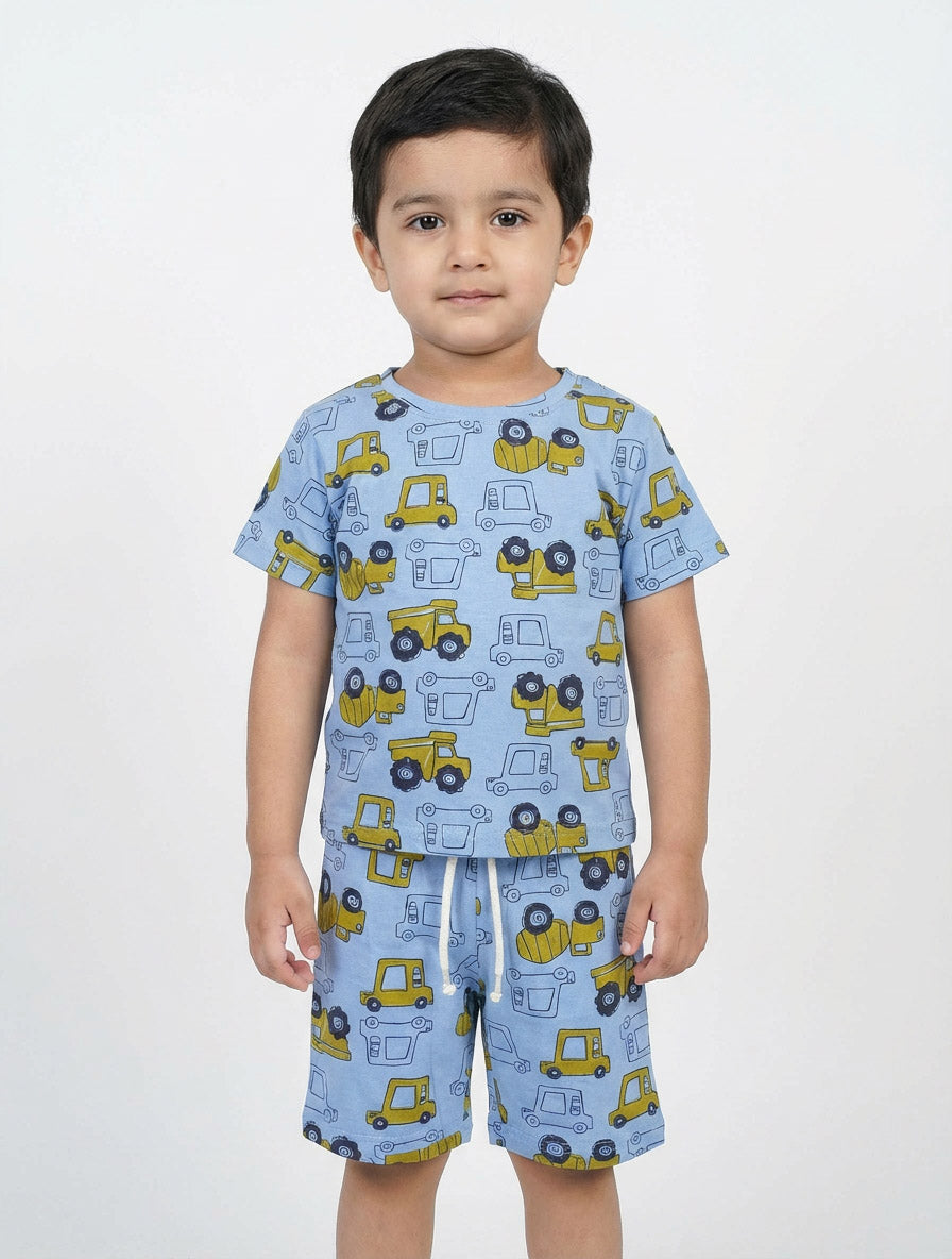 Kids Printed T-Shirt & Shorts Set | Summer Outfit with Drawstring Waist