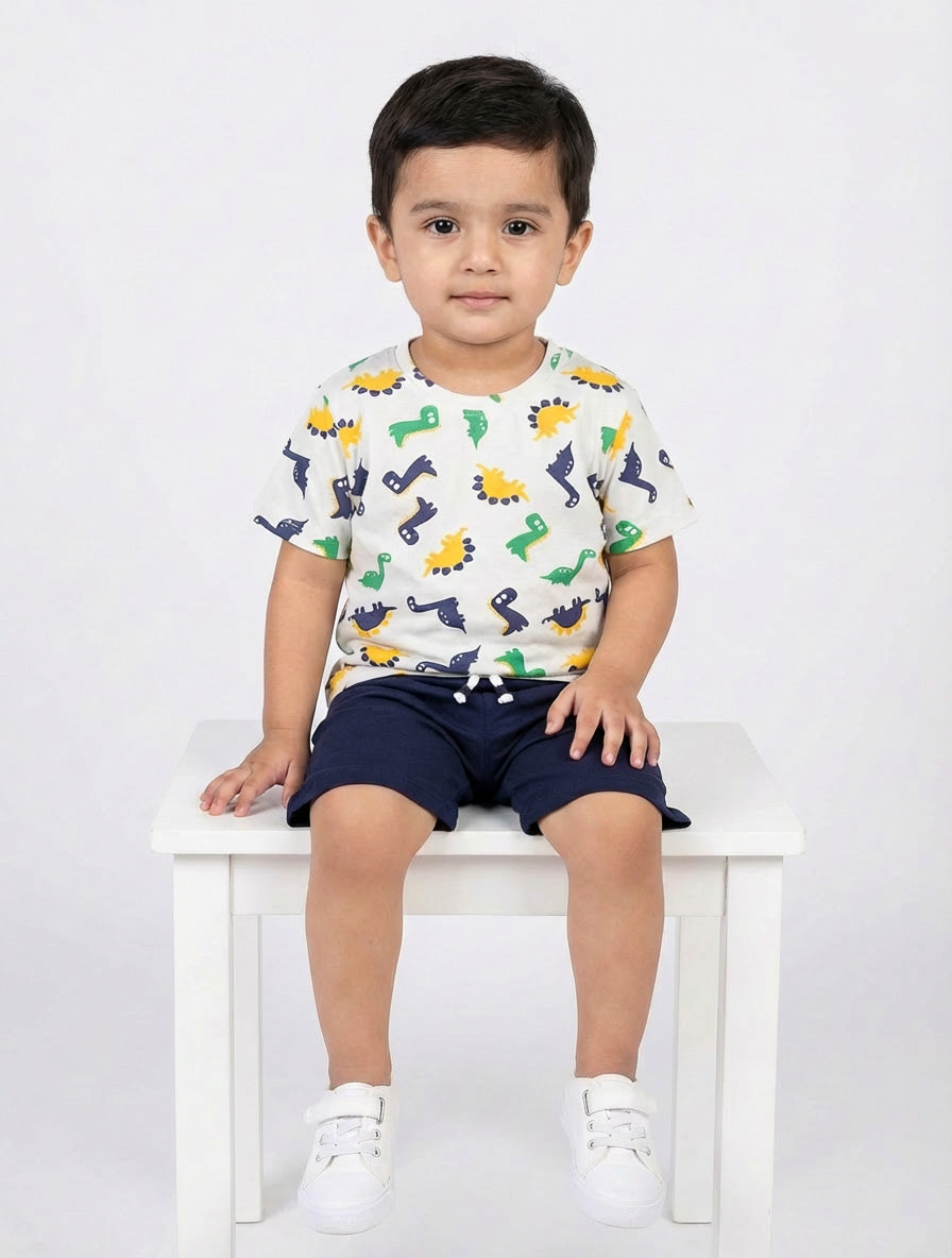 Kids Printed T-Shirt & Shorts Set | Summer Outfit with Drawstring Waist
