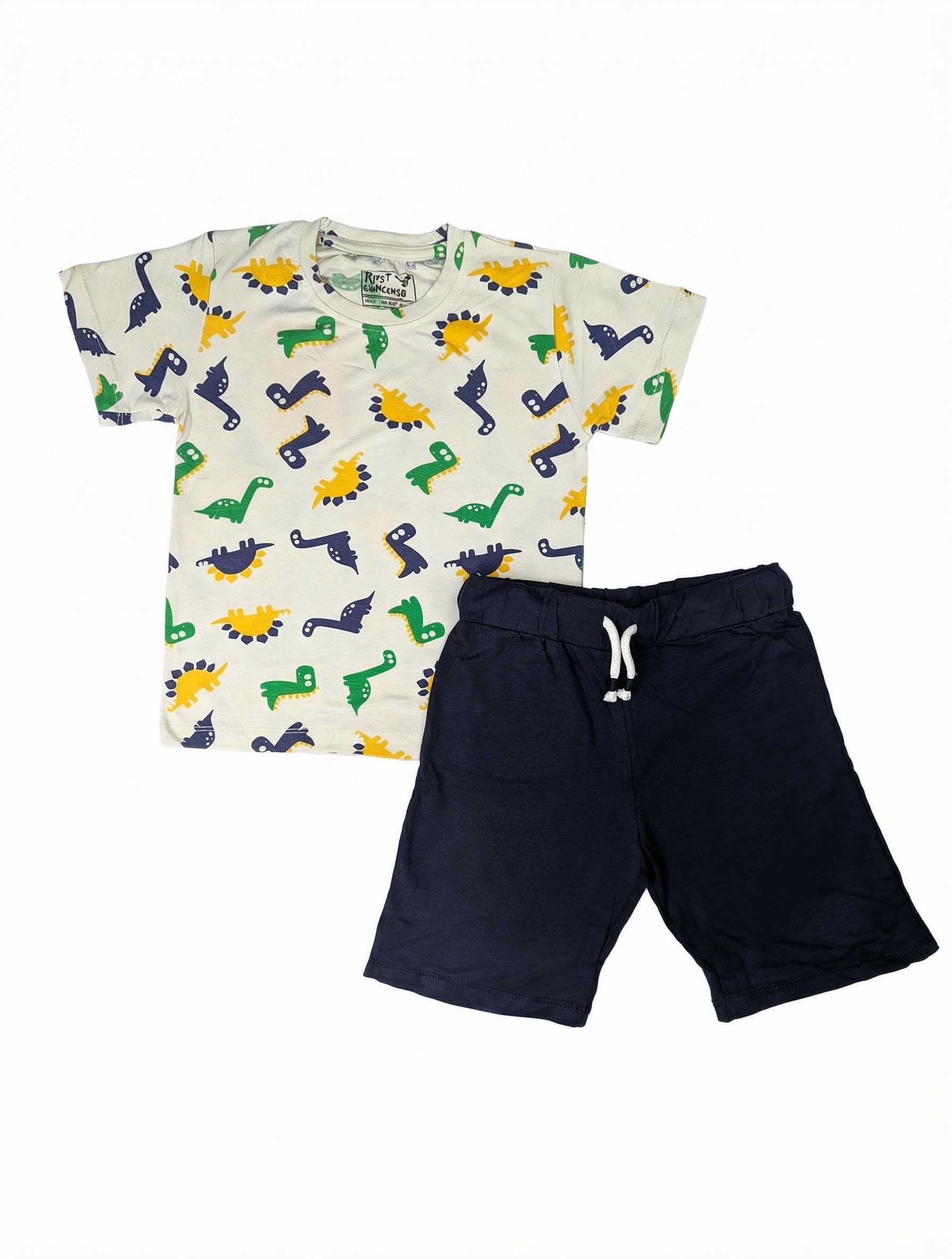 Kids Printed T-Shirt & Shorts Set | Summer Outfit with Drawstring Waist