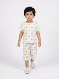 Kids Printed Pajama Set | Short Sleeve T-Shirt & Capri Pants