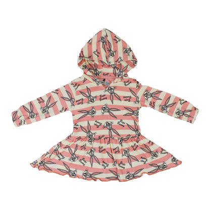 Girls Light Pink Rabbit Printed Frock