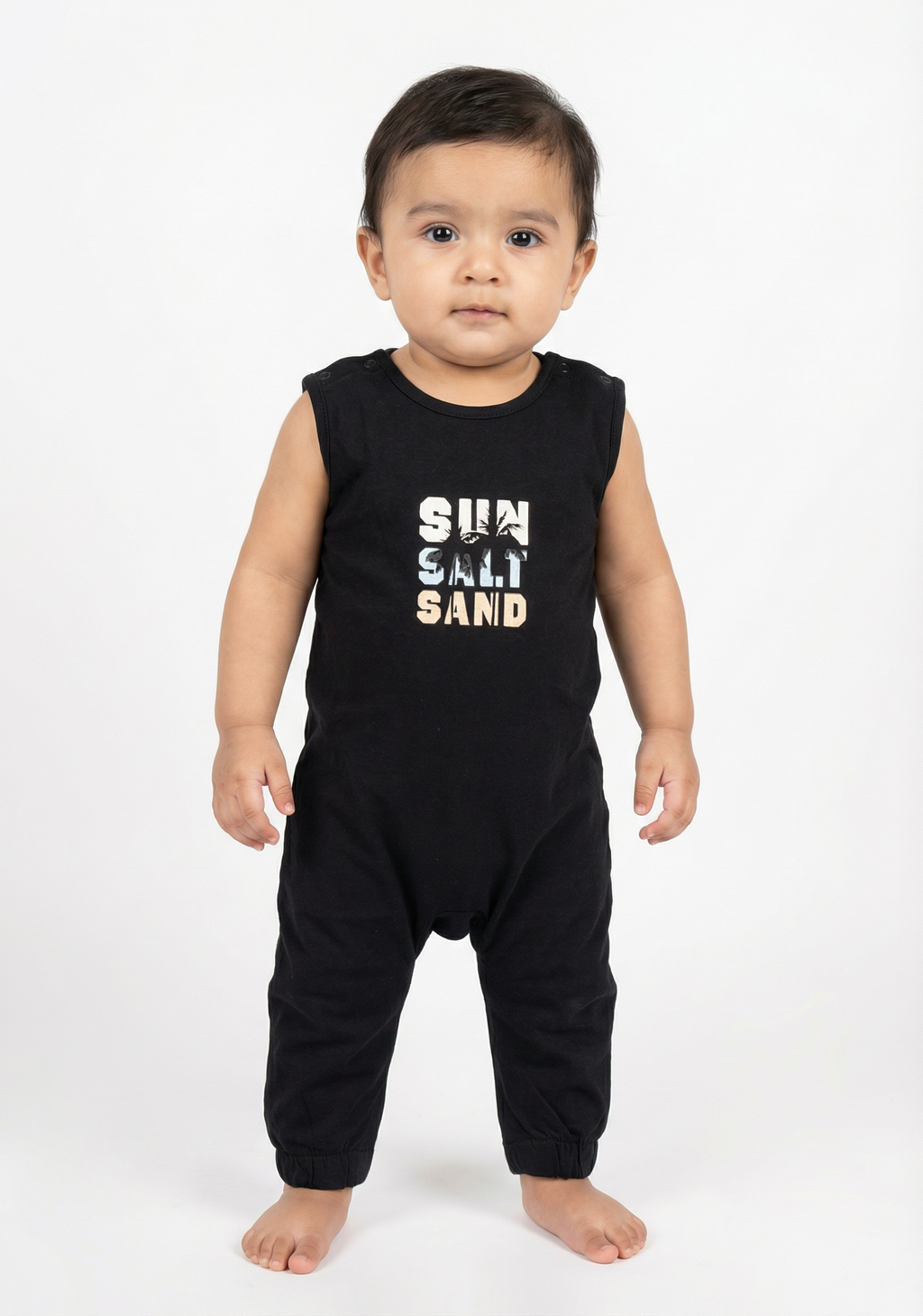 Baby Sleeveless Graphic Romper | Summer One‑Piece Jumpsuit with Shoulder Snaps