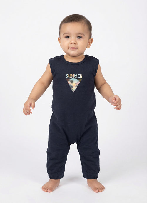 Baby Sleeveless Graphic Romper | Summer One‑Piece Jumpsuit with Shoulder Snaps