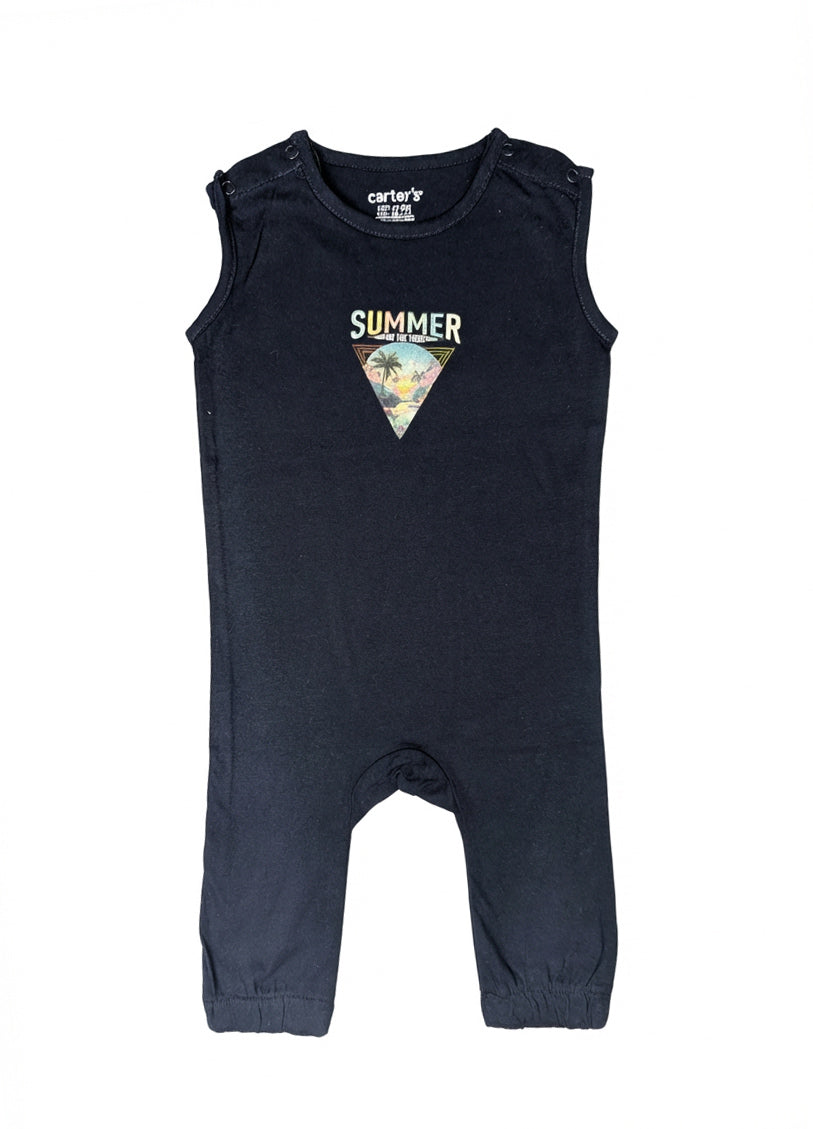 Baby Sleeveless Graphic Romper | Summer One‑Piece Jumpsuit with Shoulder Snaps