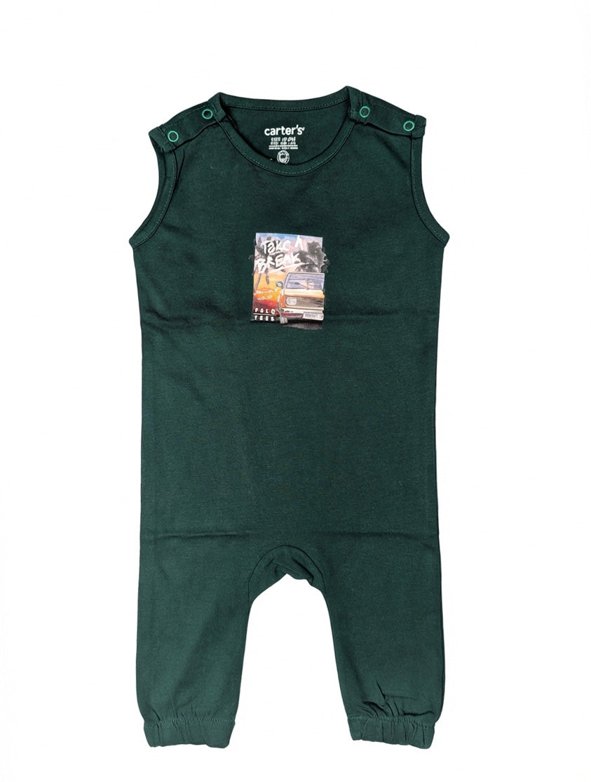 Baby Sleeveless Graphic Romper | Summer One‑Piece Jumpsuit with Shoulder Snaps