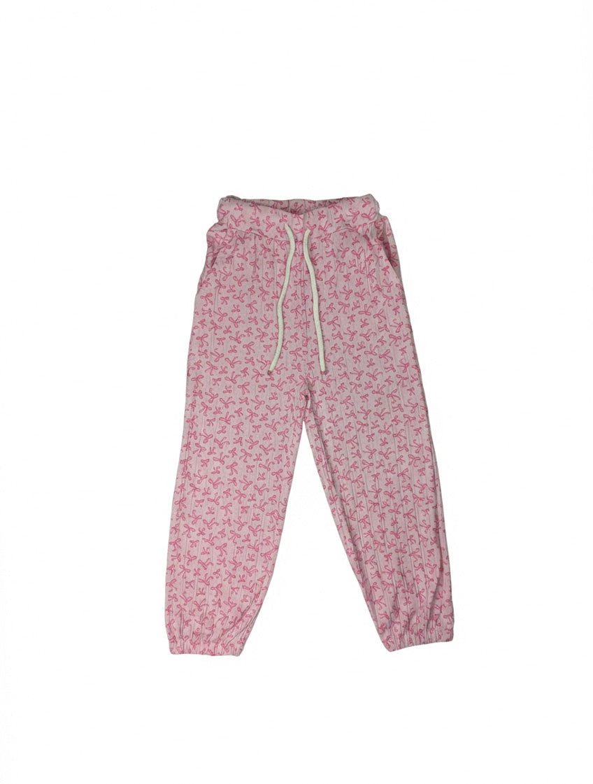 Kids Printed Ribbed Jogger Pants | Elastic Waist Drawstring Trousers