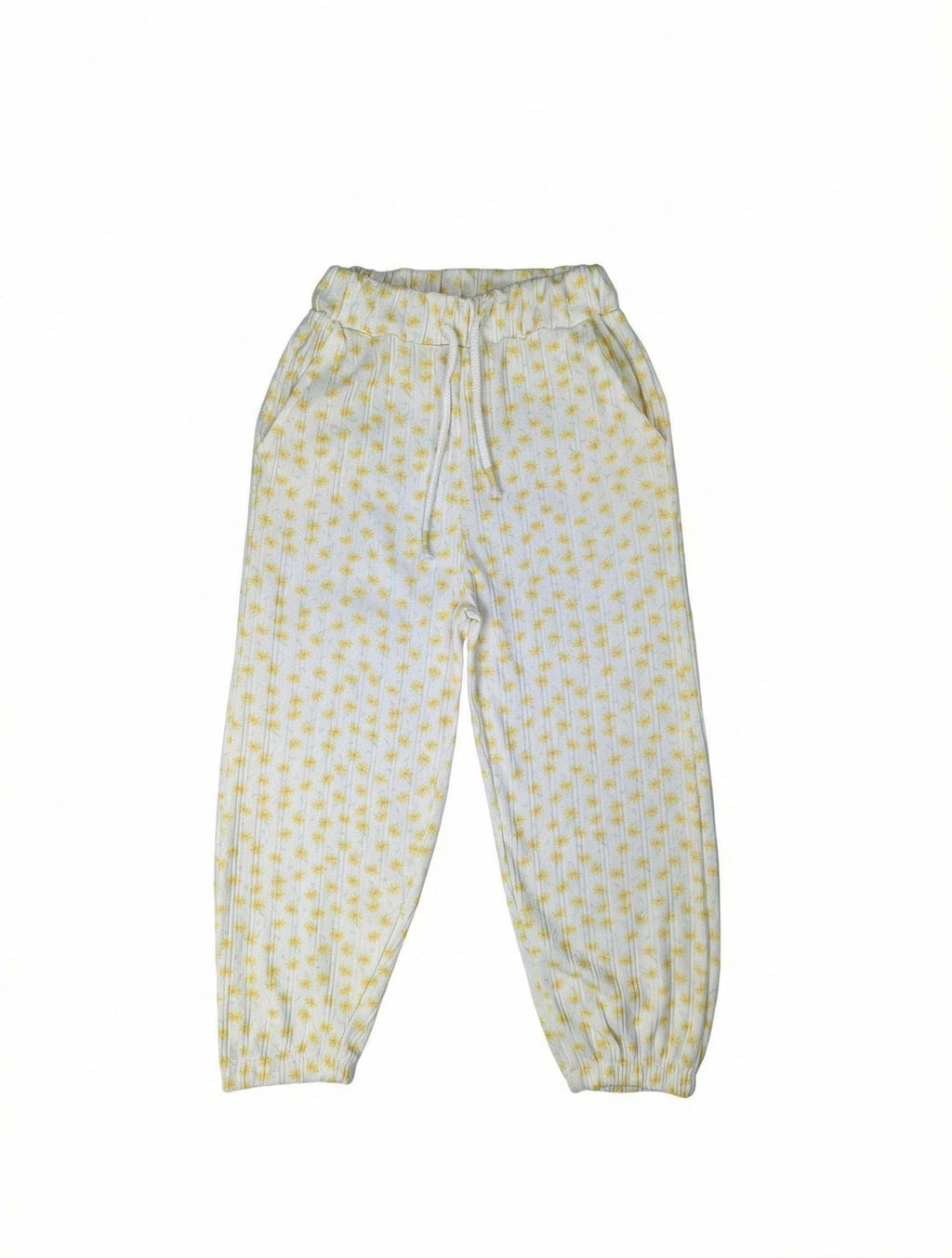 Kids Printed Ribbed Jogger Pants | Elastic Waist Drawstring Trousers