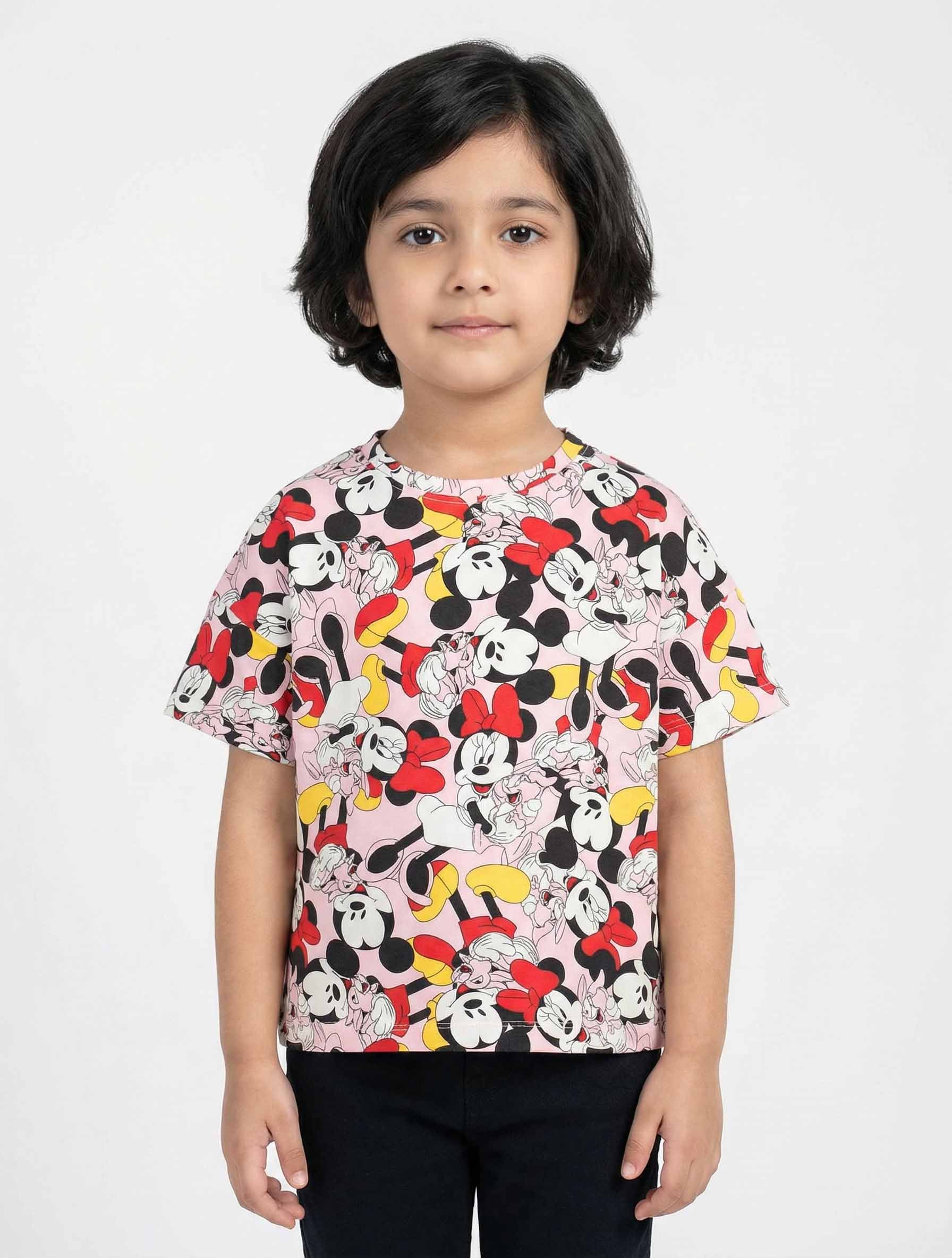 Kids All-Over Cartoon Print T-Shirt | Short Sleeve Crewneck Casual Boys & Girls | KidZaar